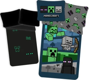 Minecraft Monsters Glow in the dark Dekbedovertrek 140 x 200 cm - Katoen